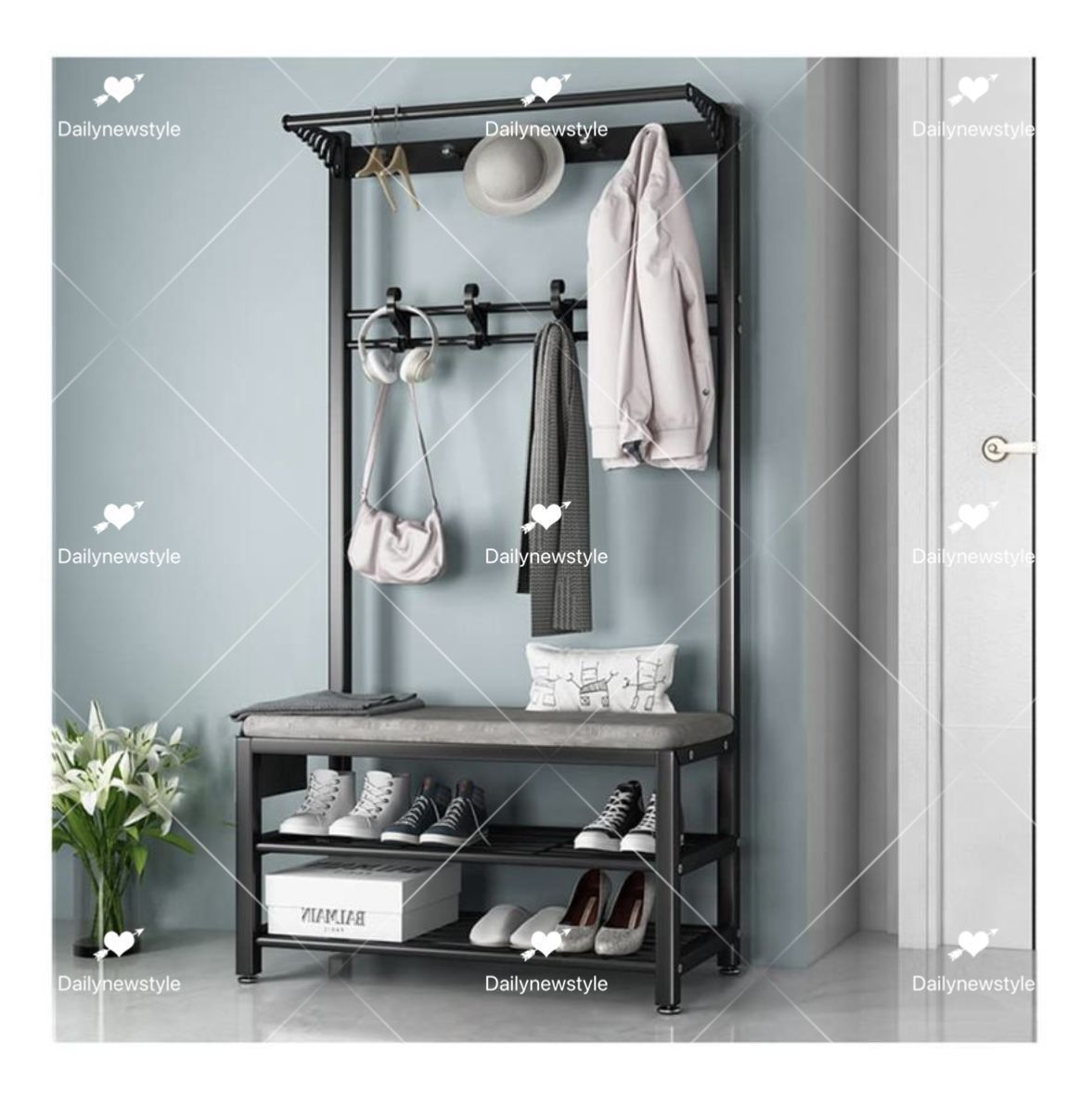 人気推薦◆ 80*33*172cm ポールハンガーラック スリム おしゃれ 玄関|コーナー 省スペース 頑丈 服掛けスタンド 棚付き コートハンガー