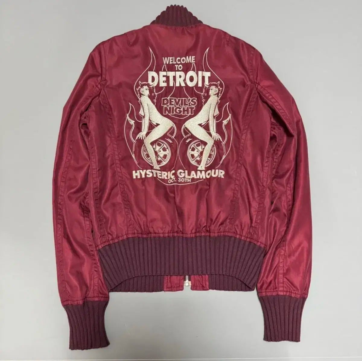 HYSTERIC GLAMOUR ヒステリックグラマー デビルズナイト ガールプリント バーガンディー ジャケット