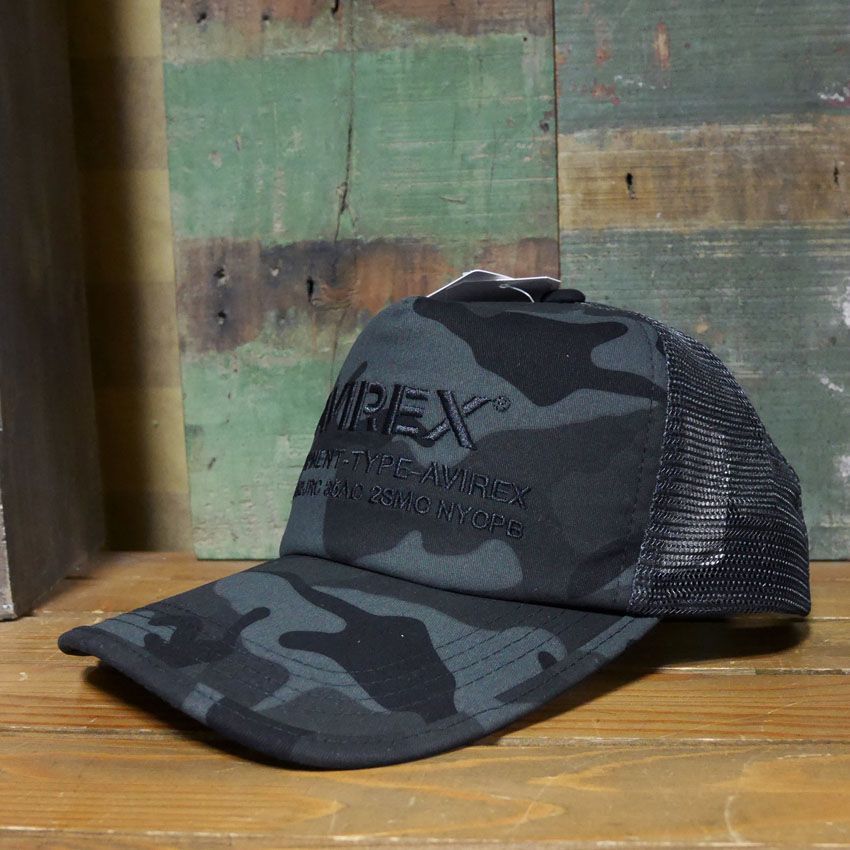 AVIREX 帽子 NUMBERING メッシュキャップ ブラックカモ アヴィレックス ミリタリー