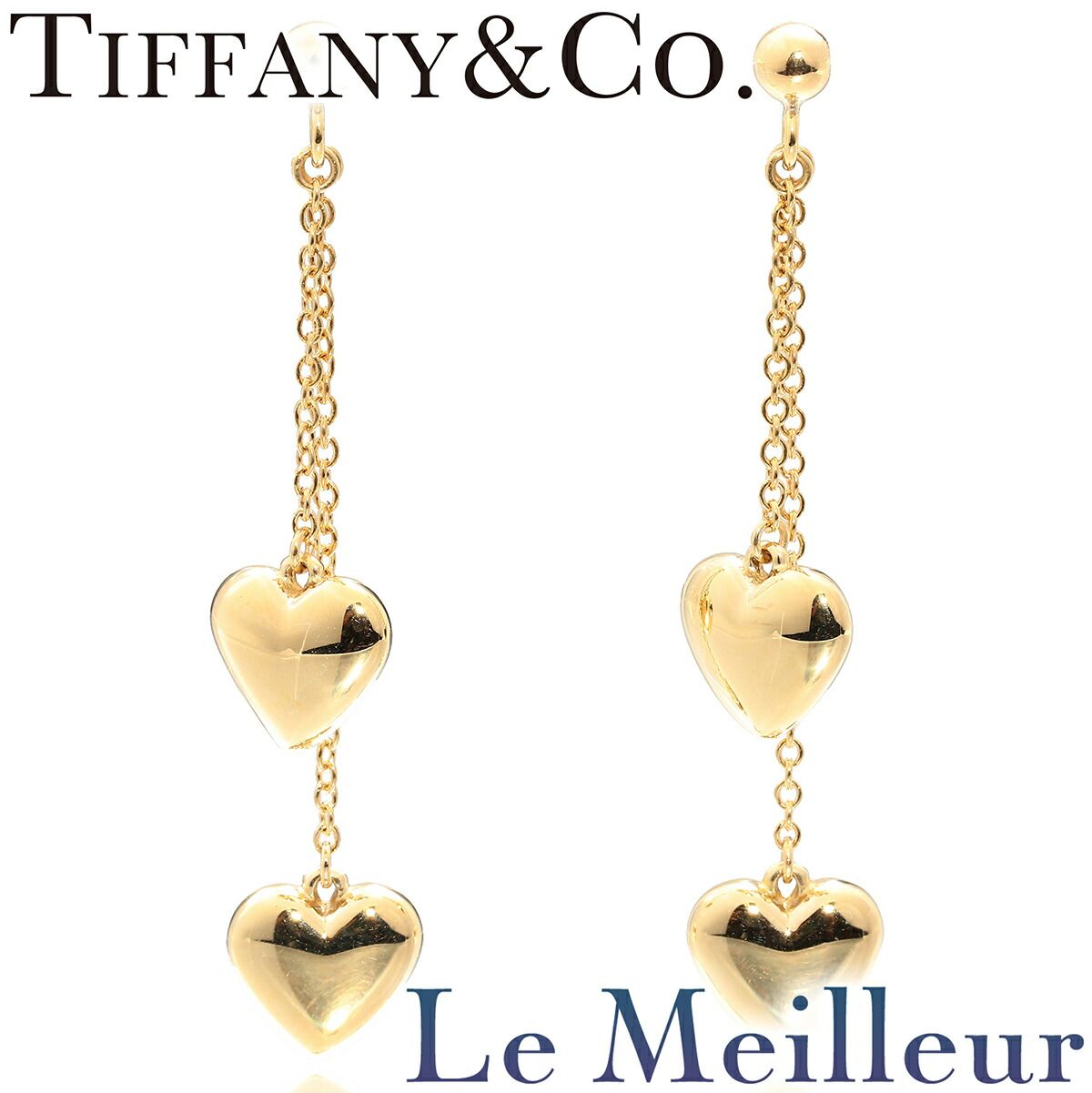 ティファニー ダブルドロップハート ネックレス K18 TIFFANY&Co. 中古