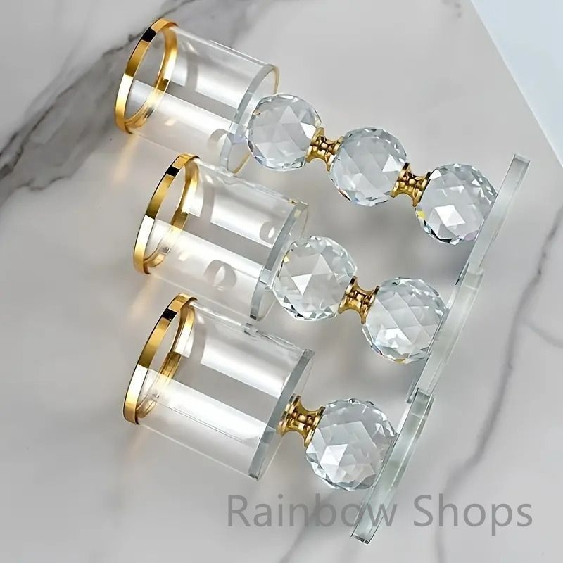 新品未使用】キャンドルホルダー 3つ セット クリスタル