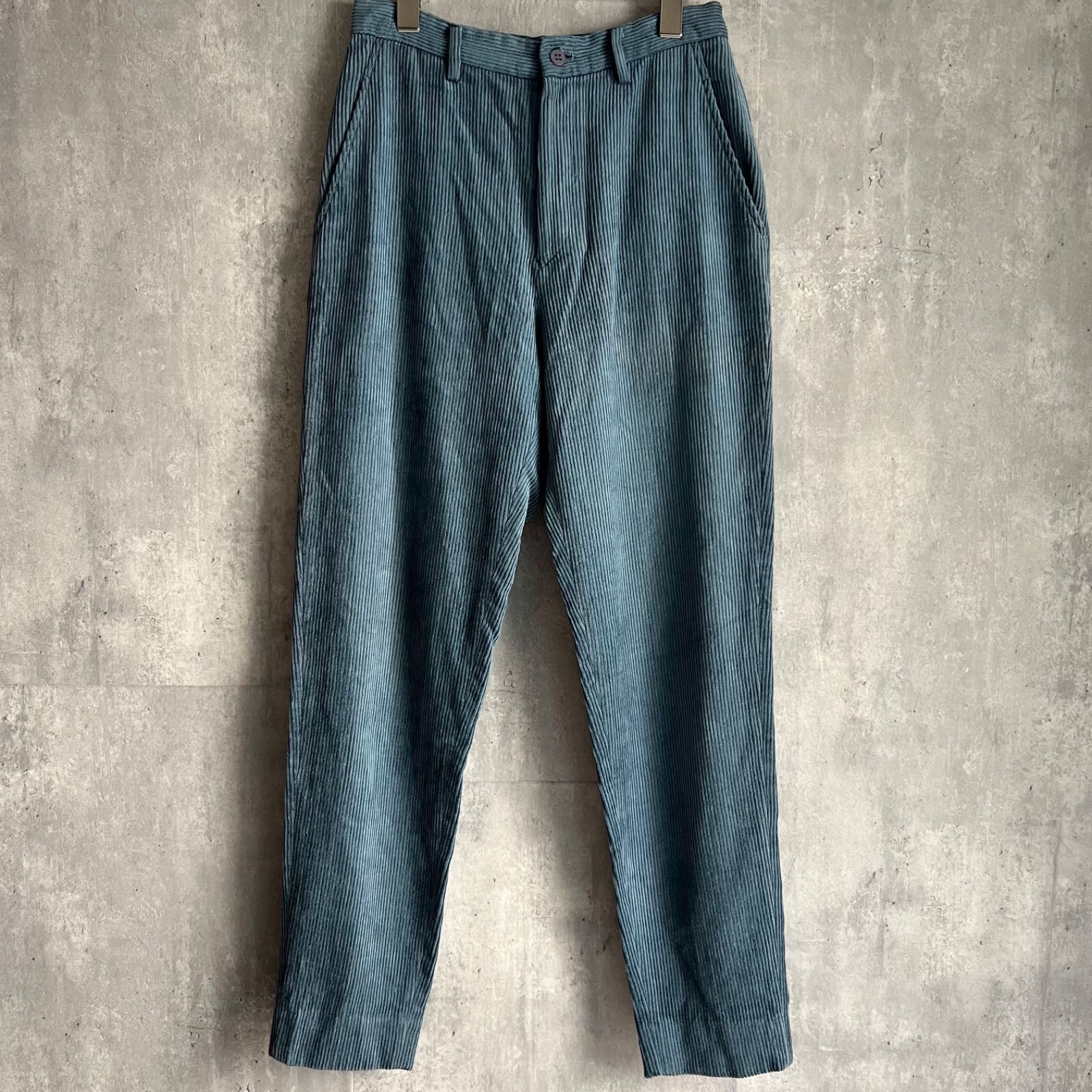 90s ISSEY MIYAKE イッセイミヤケ レーヨン×綿×ウール コーデュロイパンツ ブルー IM63-FF122 Lサイズ