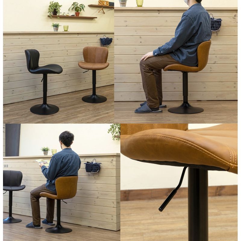 ダイニングバーチェア カウンターチェア 昇降式 バースツール BK/CBR