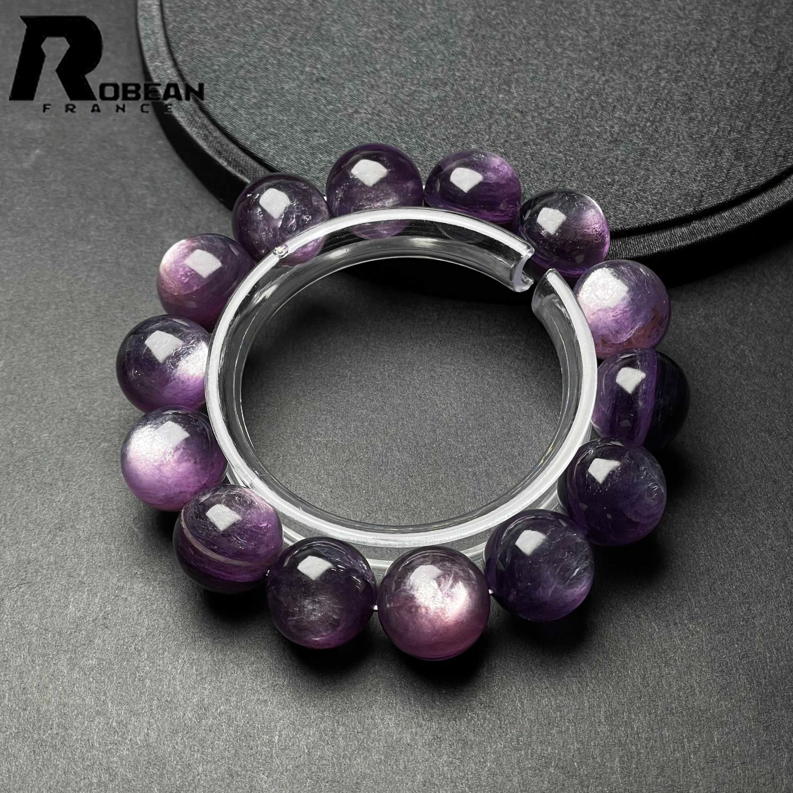 EU製 定価18万円 ROBEAN レピドライトパープルマイカ 雲母石 ブレスレット パワーストーン 天然石 開運 プレゼント1 16.2-16.5mm M1015721