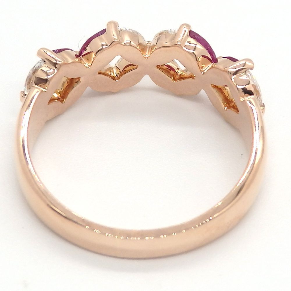 K18 RG ローズゴールド ルビー 0.50ct ダイヤモンド 0.40ct 指輪