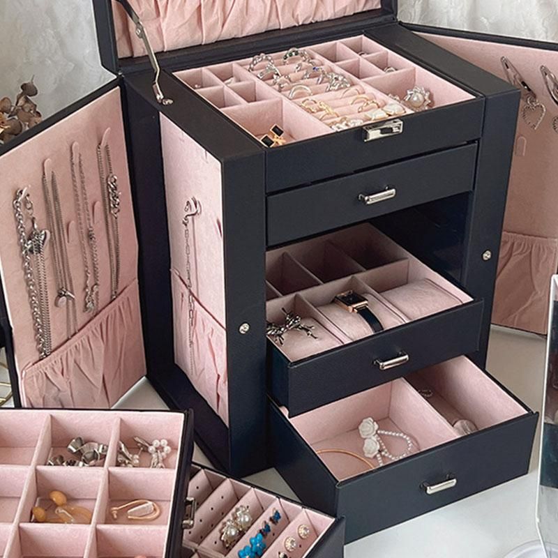 高品質で。 ジュエリーボックス クリスタル 収納家具 小物入れ 木製 大容量 可愛い 姫系 ネックレス アクセサリー収納 アクセサリーケース 指輪 宝石箱