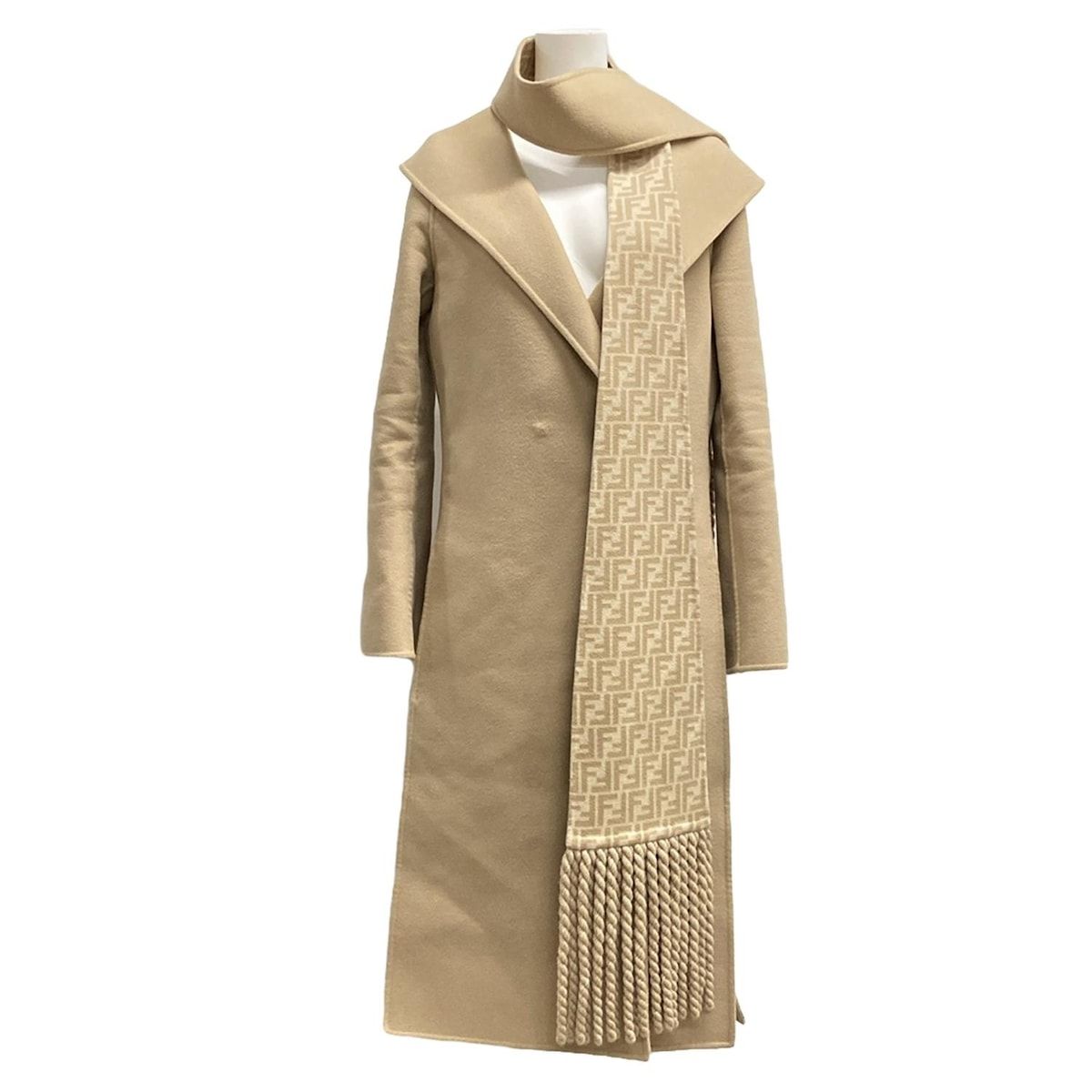 FENDI フェンディ コート サイズ36 S レディース - FF8835 A5HD ベージュ FFモチーフ ウール シルク