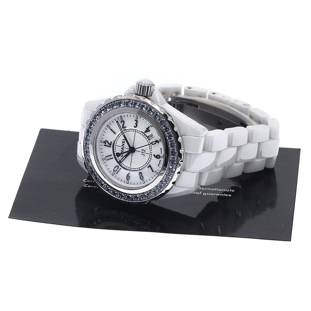 シャネル CHANEL H1179 J12 白セラミック ブルーサファイアベゼル クォーツ レディース _818451 ジェムラインジャパン - 公式サイト - / 美品 シャネル J12 H1179