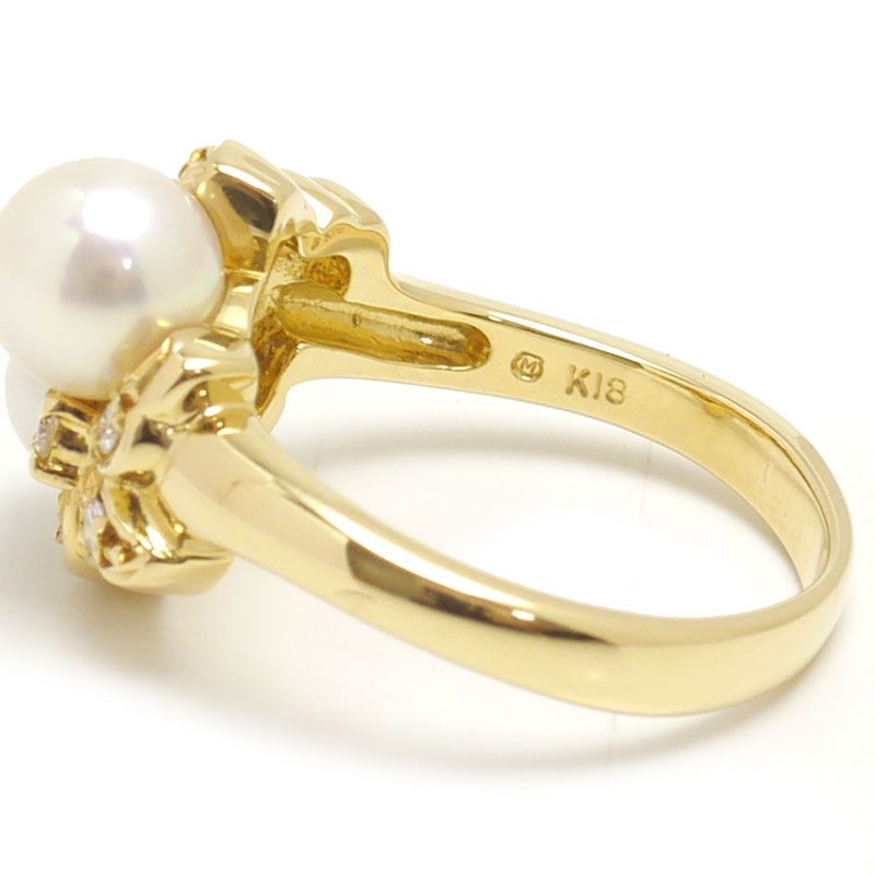 ミキモト パールリング 5.0-6.0mm K18YG ダイヤモンド - メルカリ 