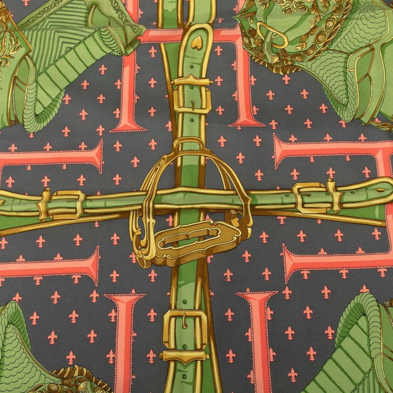 エルメス カレ90 SELLES A HOUSSE カバーへの腰かけ グレー マルチカラー シルク レディース HERMES 1-0210182