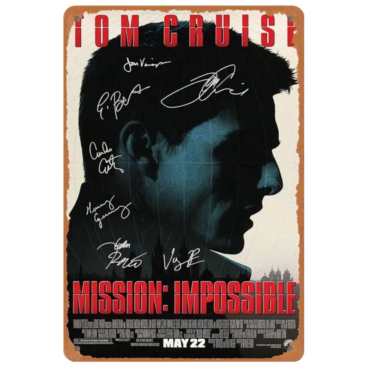 【激レア】映画ミッション・インポッシブル　非売品アンティーク風　ブリキプレート 激レア】映画ミッション・インポッシブル 非売品アンティーク風