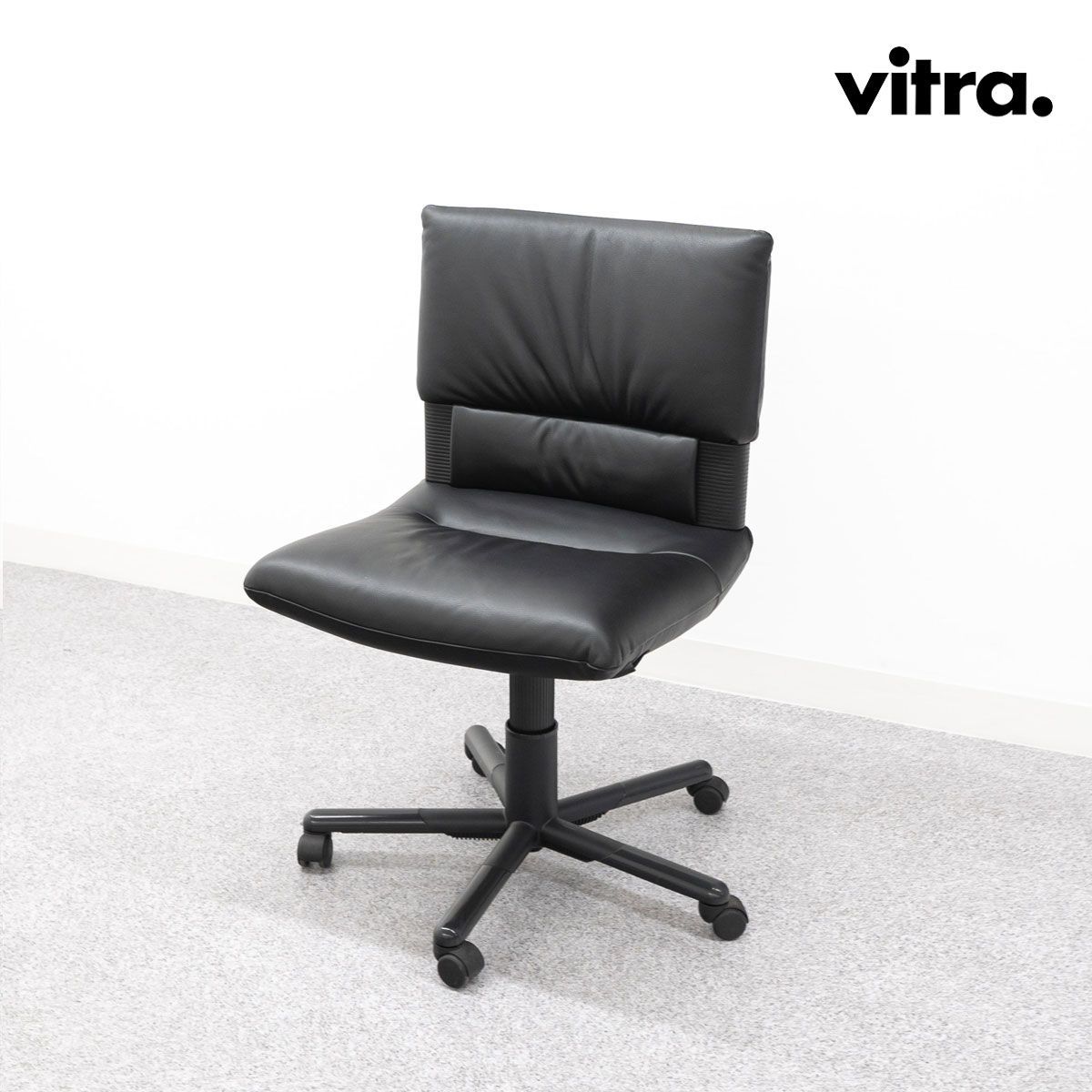 Vitra ヴィトラ Imago イマーゴ オフィス アームレス チェア キャスター レザー ブラック マリオ ベリーニ 定価53万 2