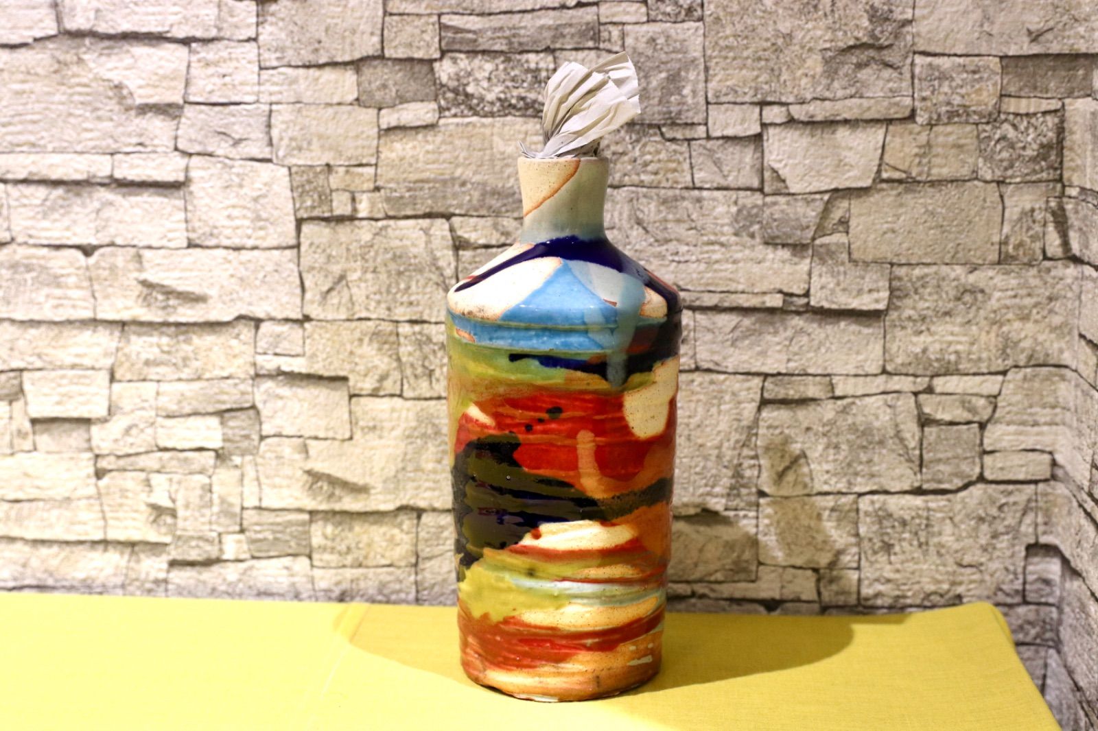 GMIO201A○丹文窯 Tanbungama ウォーターボトル 丹波立杭焼 ミャクミャク模様 花瓶 フラワーベース