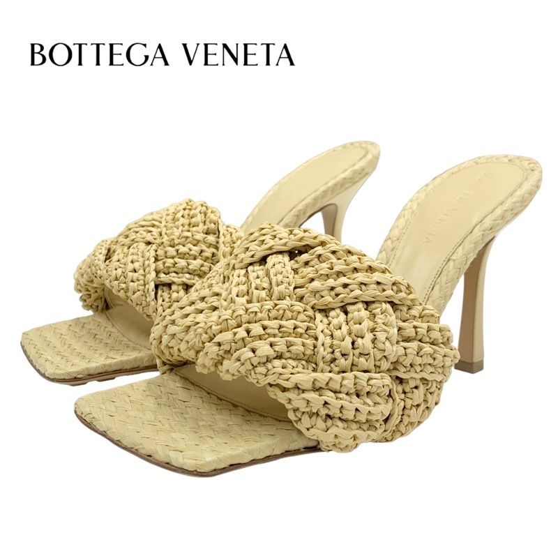 未使用 ボッテガヴェネタ リド ラフィア イントレチャート サンダル ベージュ ボッテガヴェネタ BOTTEGAVENETA リド サンダル 靴 シューズ