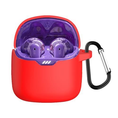 レッド YAODLE JBL TUNE FLEX ケース 対応 JBL TUNE FLEX 保護カバー 液状シリコン保護ケース 耐衝撃性 防水防塵 軽量小型 紛失防止 装着充電 男女兼用 保護ケース カラビナ付きJBL TUNE FLEX，レッド