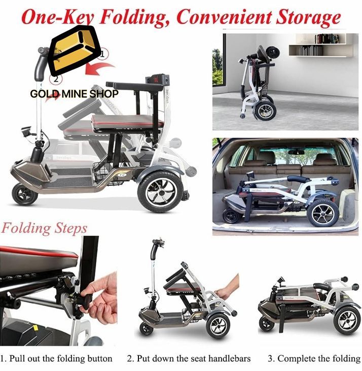 3輪折りたたみ式/折りたたみ電動車椅子ポータブルモビリティスクーター高齢者大人用、軽量折りたたみ式電動ハンドサイクル車椅子 メルカリ