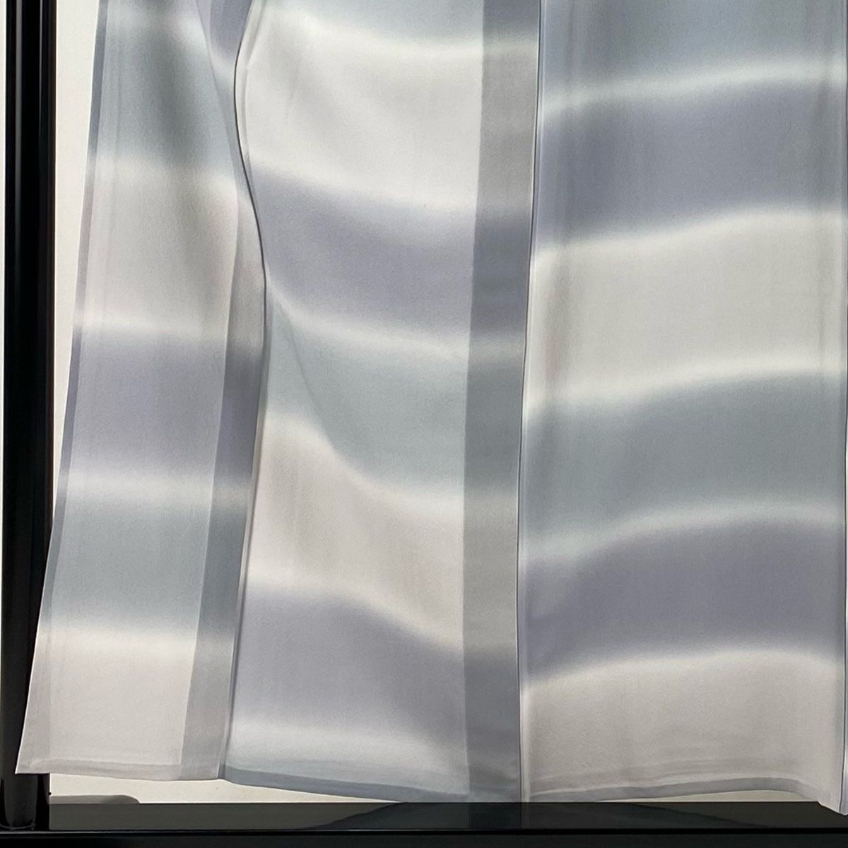 小紋 身丈156.5cm 裄丈62cm S 単衣 段縞 ぼかし 青灰色 正絹 秀品  