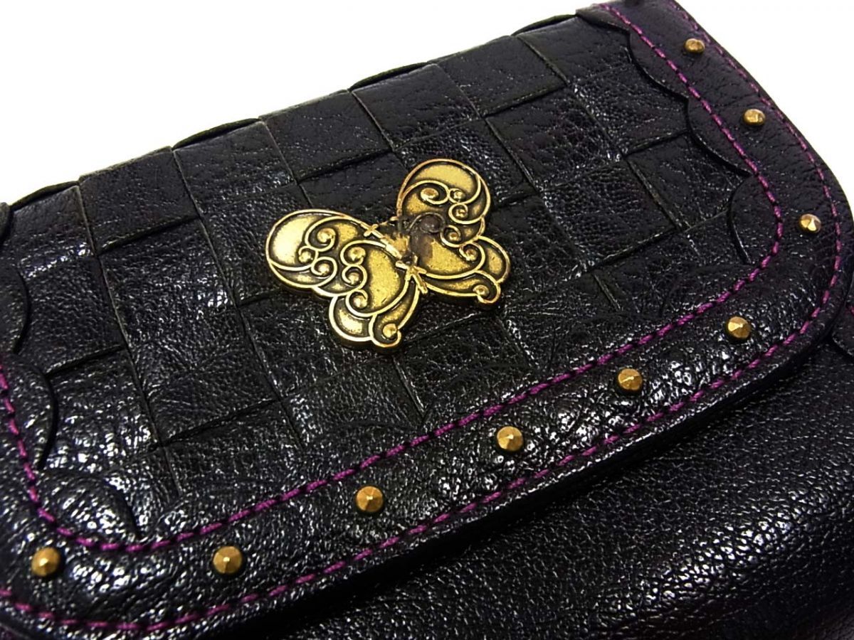 ◇ANNA SUI アナスイ 二つ折り財布 がま口 レザーウォレット