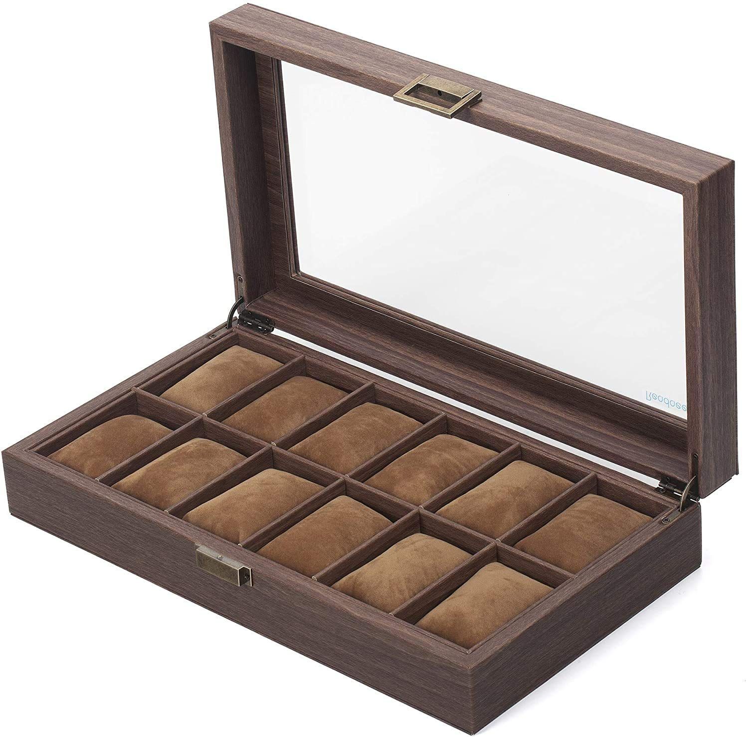 【特価セール】腕時計収納ケース 木目PU 腕時計収納ボックス コレクションケース Reodoeer 12本用