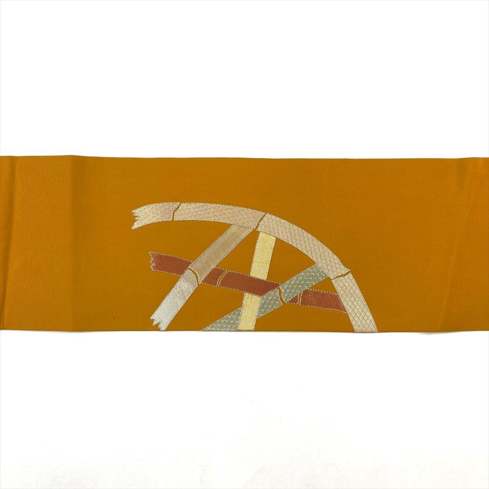 平和屋着物＊夏物 本場筑前博多織 八寸名古屋帯 紗献上 象牙色 正絹