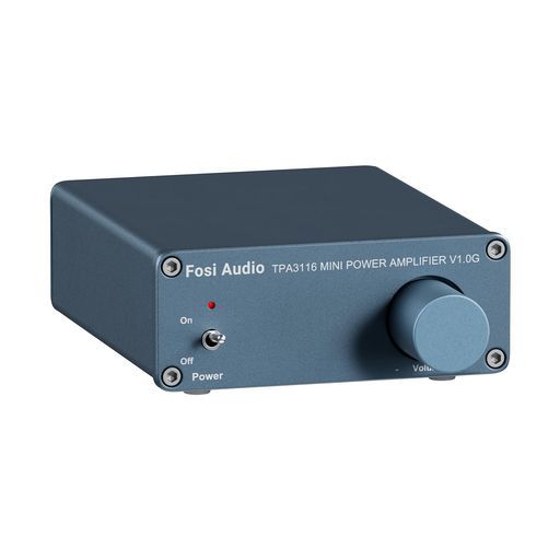 FosiAudioV1.0オーディオアンプ2チャンネルステレオHiFiデジタルアンプパワーアンプTPA3116ミニクラスDアンプ50W*2ホームスピーカー用 電源付き 灰色