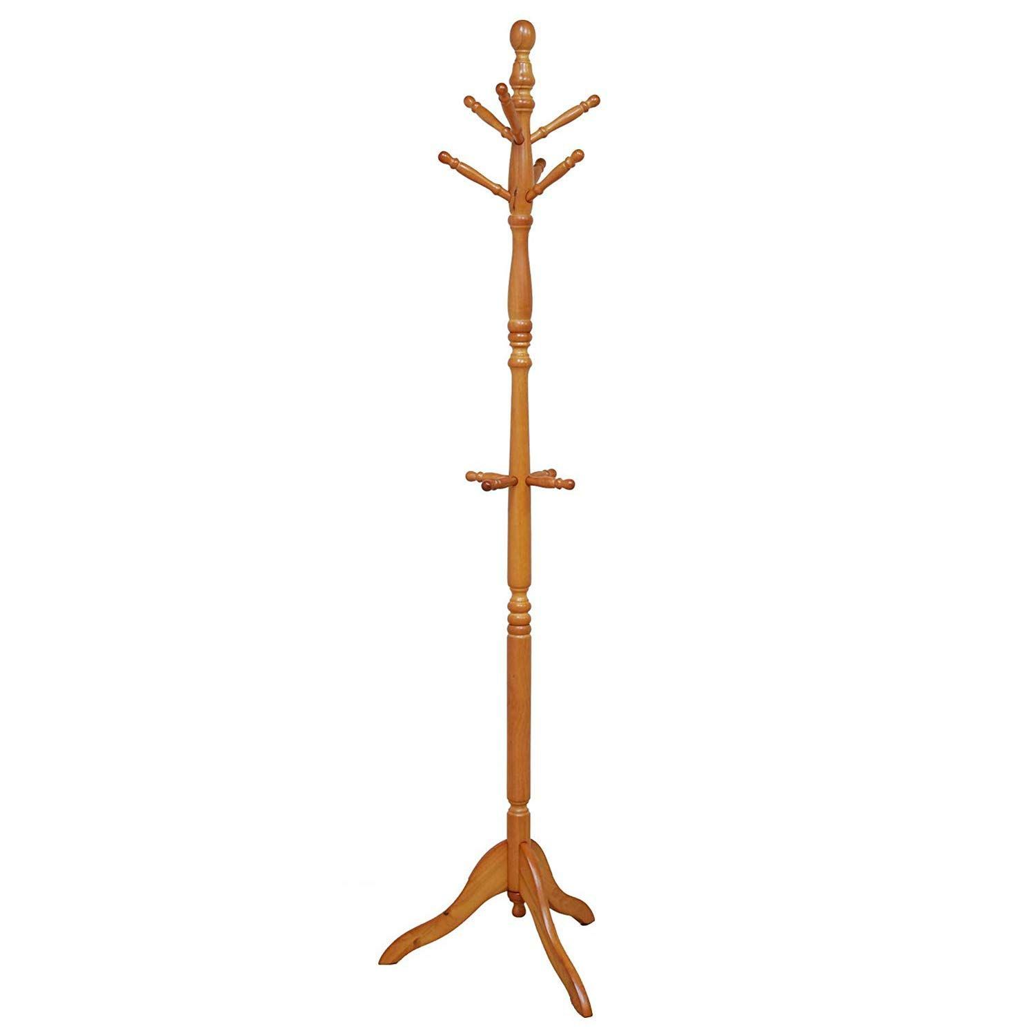 【在庫セール】不二貿易 コートハンガー ハンガーラック 木製 幅50.8×奥行43×高さ183cm ブラウン 玄関収納 小枝フック アンティーク調 27872