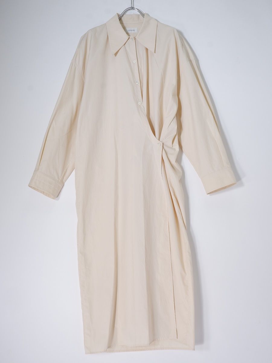 LEMAIREルメール 2025AW JINGHI SAS Twisted Cotton Shirt Midi Dressツイステッド コットンシャツ ミディ ドレス ワンピース 36 LOPA78353