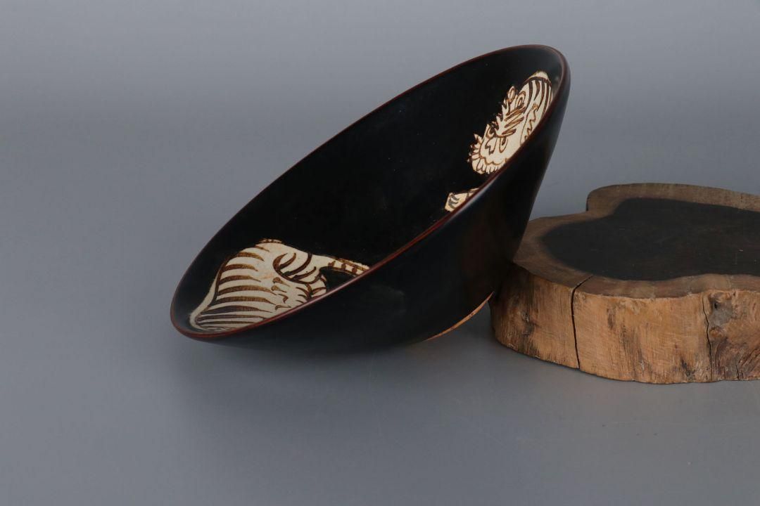 宋吉州窯手彫り絵画虎柄笠椀  景徳鎮 陶磁器 装飾品 現代工芸品 美術品 置物 宋吉州窯手彫り絵画虎柄笠椀 景徳鎮 陶磁器 装飾品 現代工芸品