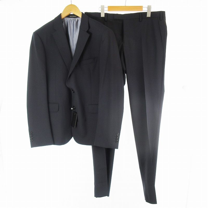 エンポリオアルマーニ EMPORIO ARMANI スーツ 上下 セットアップ ジャケット パンツ スラックス 無地 紺 ネイビー ウール 2B 総裏 M LINE 44 ジョルジオアルマーニジャパン株式会社