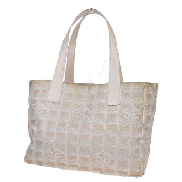 【中古】 シャネル(Chanel) ニュートラベルライン PM ココマーク ジャカード，レザー トートバッグ ピンクベージュ 02FA640
