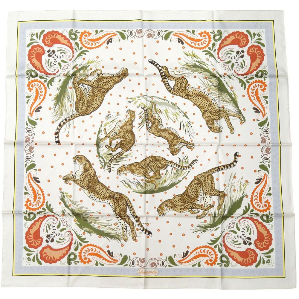 未使用品 エルメス カレ90 ダブルフェイス GUEPARDS BANDANA