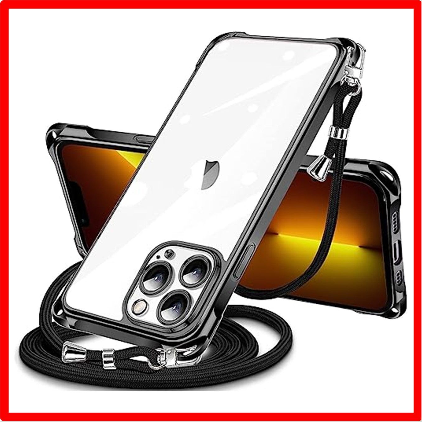 【セール中】 iPhone 12 Pro_ブラック iPhone 12 Pro 用 ケース クリア ショルダー iphone12pro スマホケース アイフォン