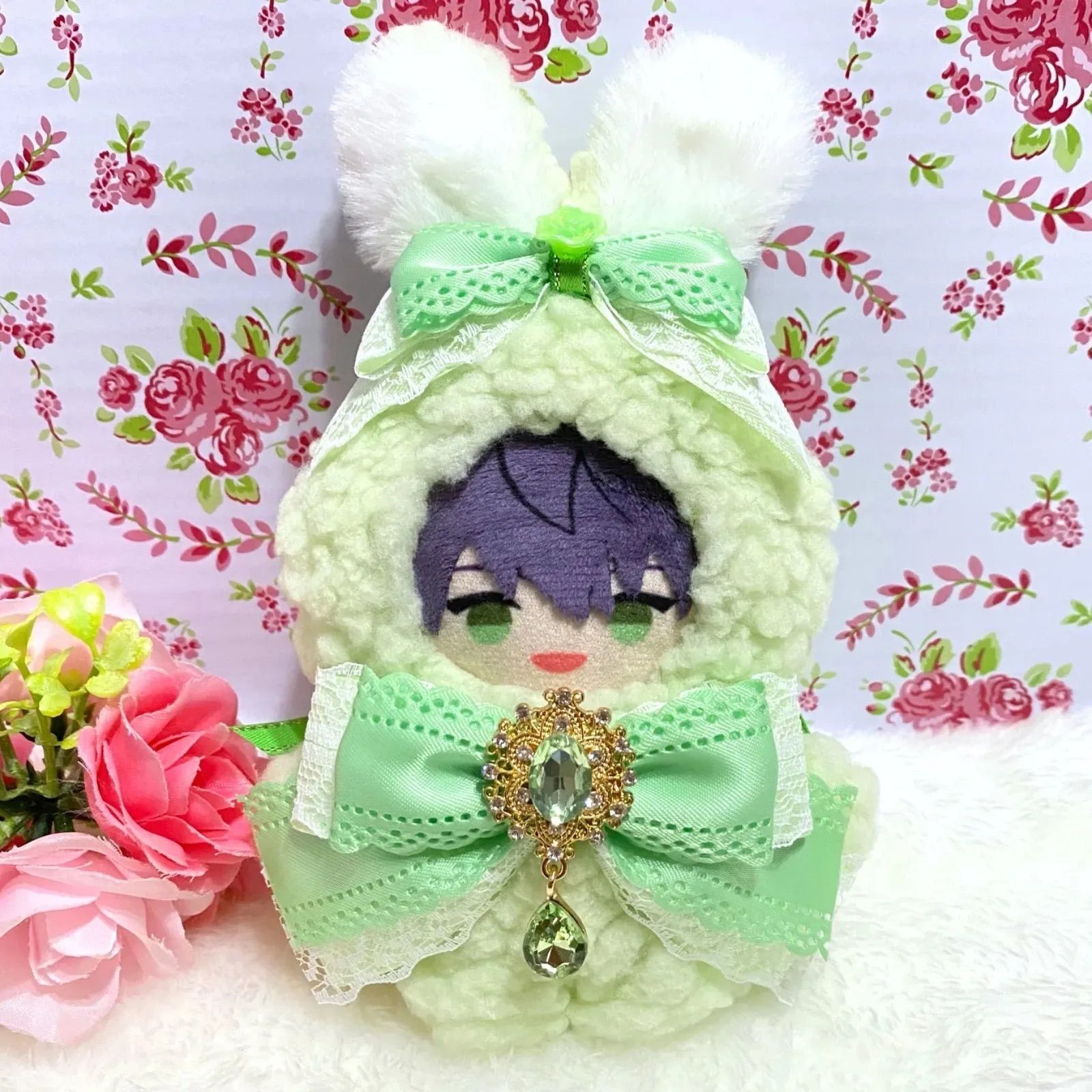 ぬい服  着ぐるみ  にじぱぺっと おすわり うさぎ  黄緑 ぬい服 着ぐるみ にじぱぺっと おすわり うさぎ 黄緑 ぬい服 着ぐるみ