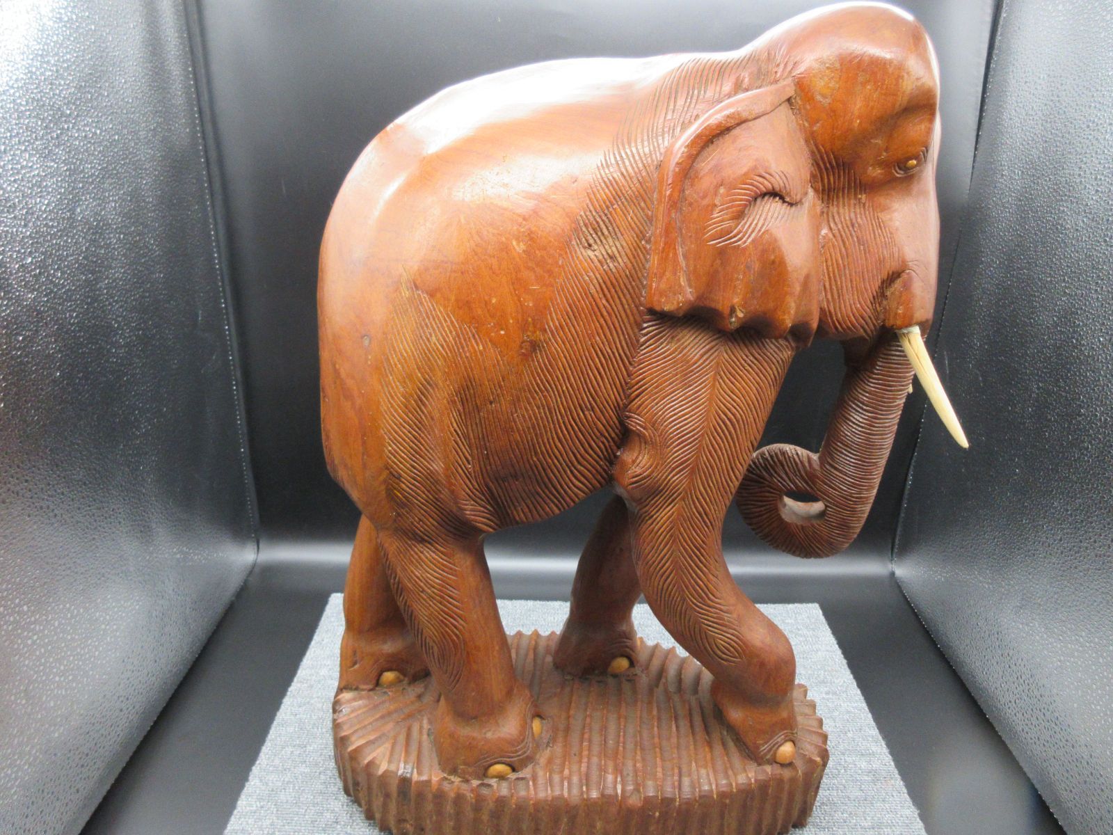 木彫り 象 ぞう ゾウ 置物 東南アジア 民芸品 (特大) type-A