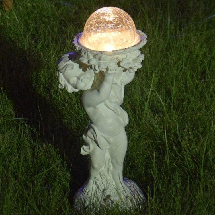 ガーデニング ガーデンオブジェ お洒落 エンジェル おしゃれ ガーデン 庭の装飾 天使 インテリア 置物 ガーデンライト ガーデンインテリア ガーデン雑貨 雑貨 アイボリー 太陽光 ソーラー 8-14 エレガント