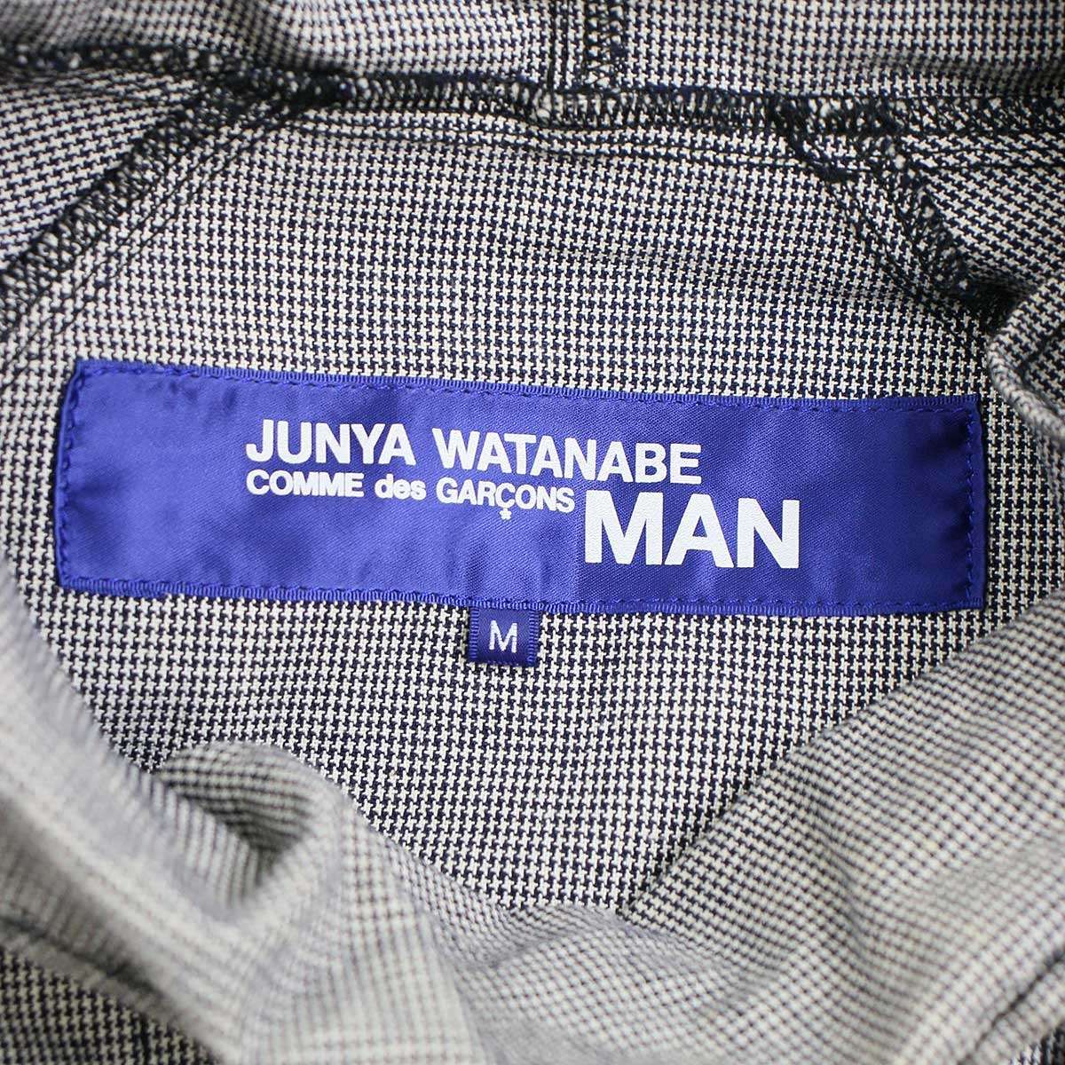 JUNYA WATANABE COMME des GARCONS MAN ジュンヤワタナベ コムデギャルソンマン 2004SS ハウンドトゥースレースアッププルオーバー パーカー WM-B005 グレー M JUNYA WATANABE COMME des GARCONS MAN ジュンヤワタナベ