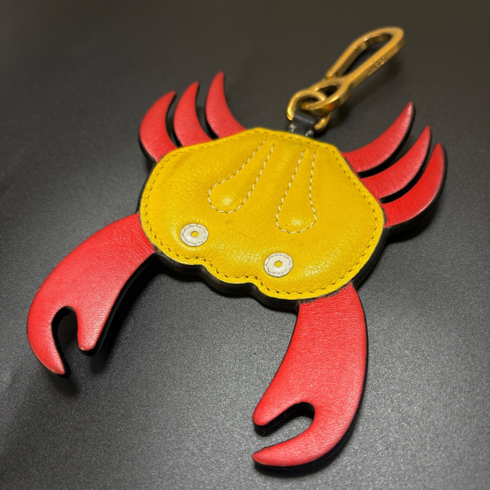 ロエベ LOEWE クラブ カニ 蟹 チャーム キーホルダー キーリング レザー バッグチャーム オレンジ イエロー キーフック