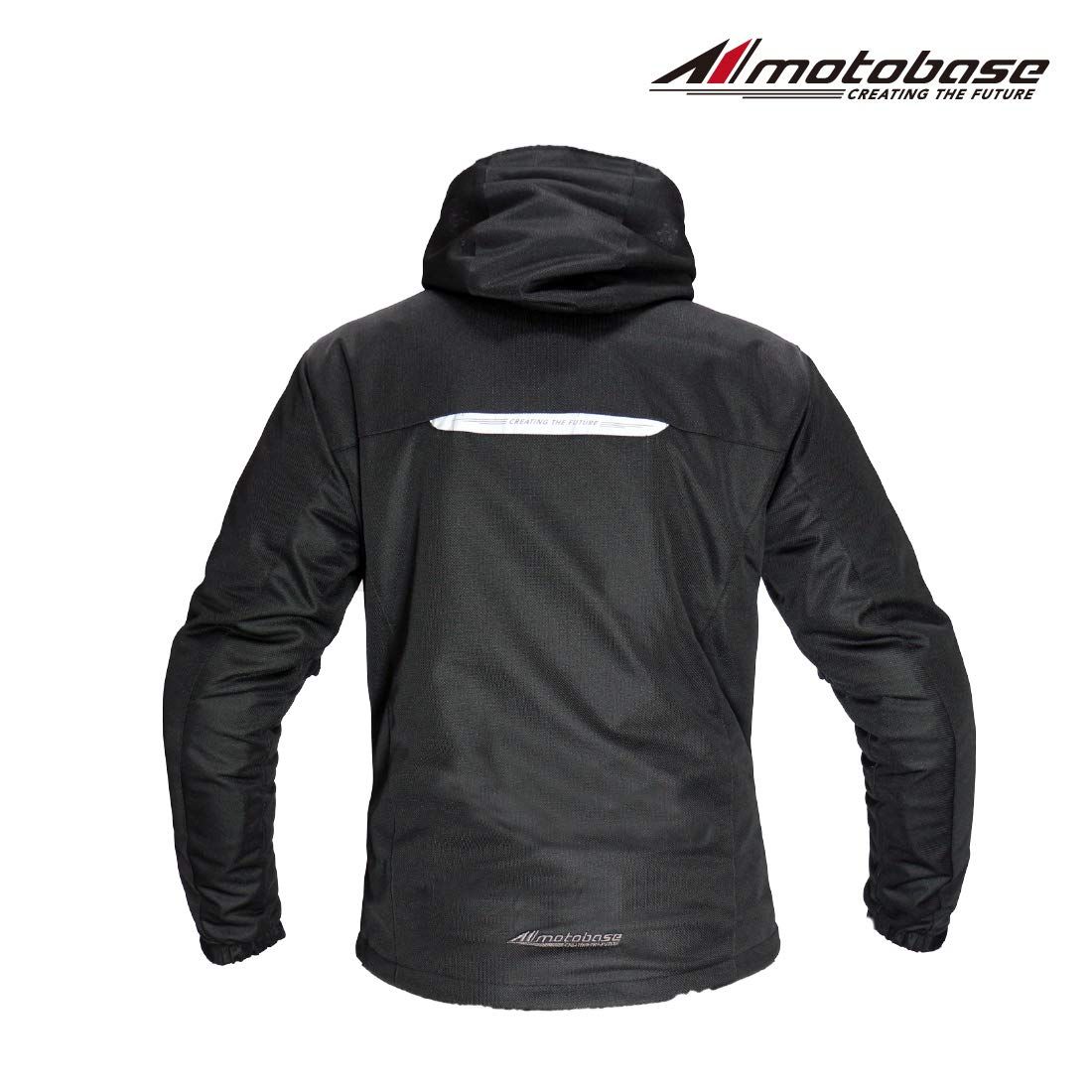 モトベース MOTO BASE 春夏モデル バイク用プロテクト ジャケット クールライドメッシュパーカー MBMJ-03 ブラック グリーン LL