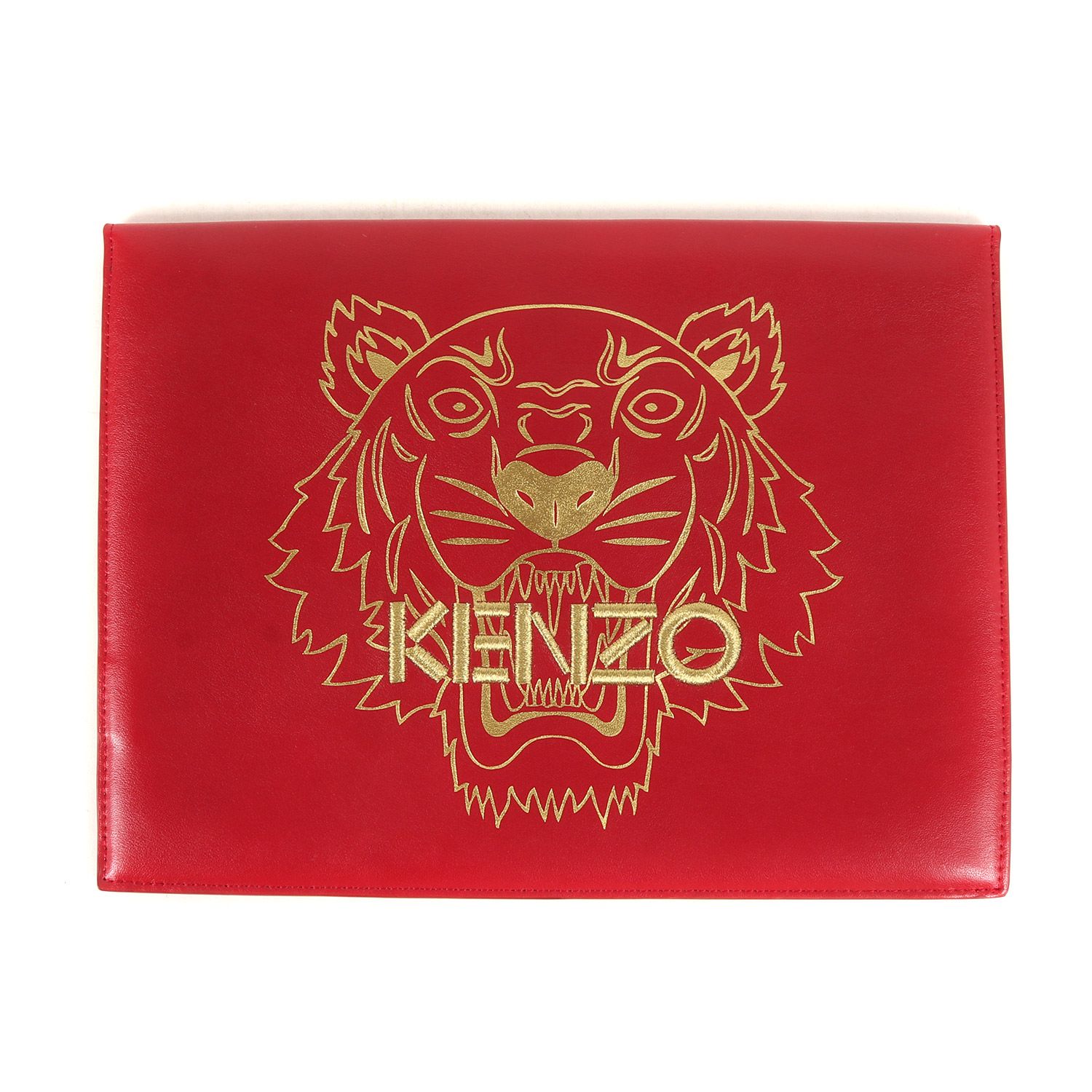 美品 KENZO ケンゾー 18SS タイガー プリント ロゴ 刺繍 レザー