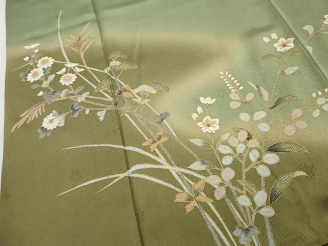 付下げ 蒔糊散らし 雪景色文様 正絹 薄花色 y193 平和屋着物□訪問着 雪輪風景草花文 暈し染め 金彩 正絹 逸品