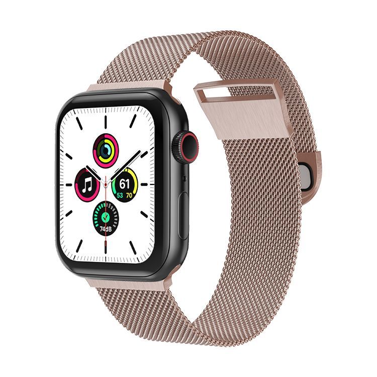 ローズゴールド38/40/41mm Apple Watch用 バンド ステンレス製 長さ調節 強力な磁気クラスプ付き