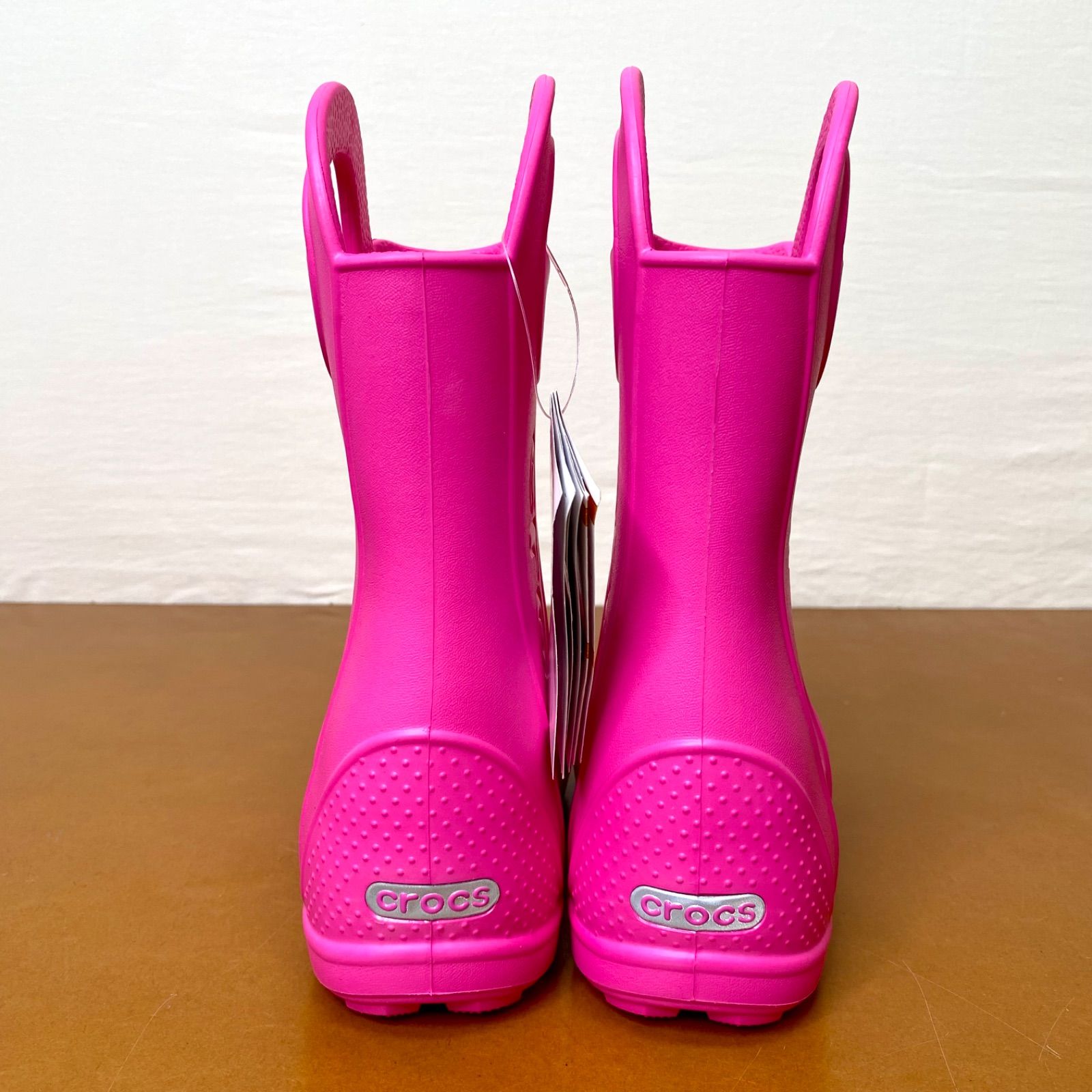 Crocs レインブーツ　ピンク クロックス キッズ ハンドルイット レインブーツ ピンク