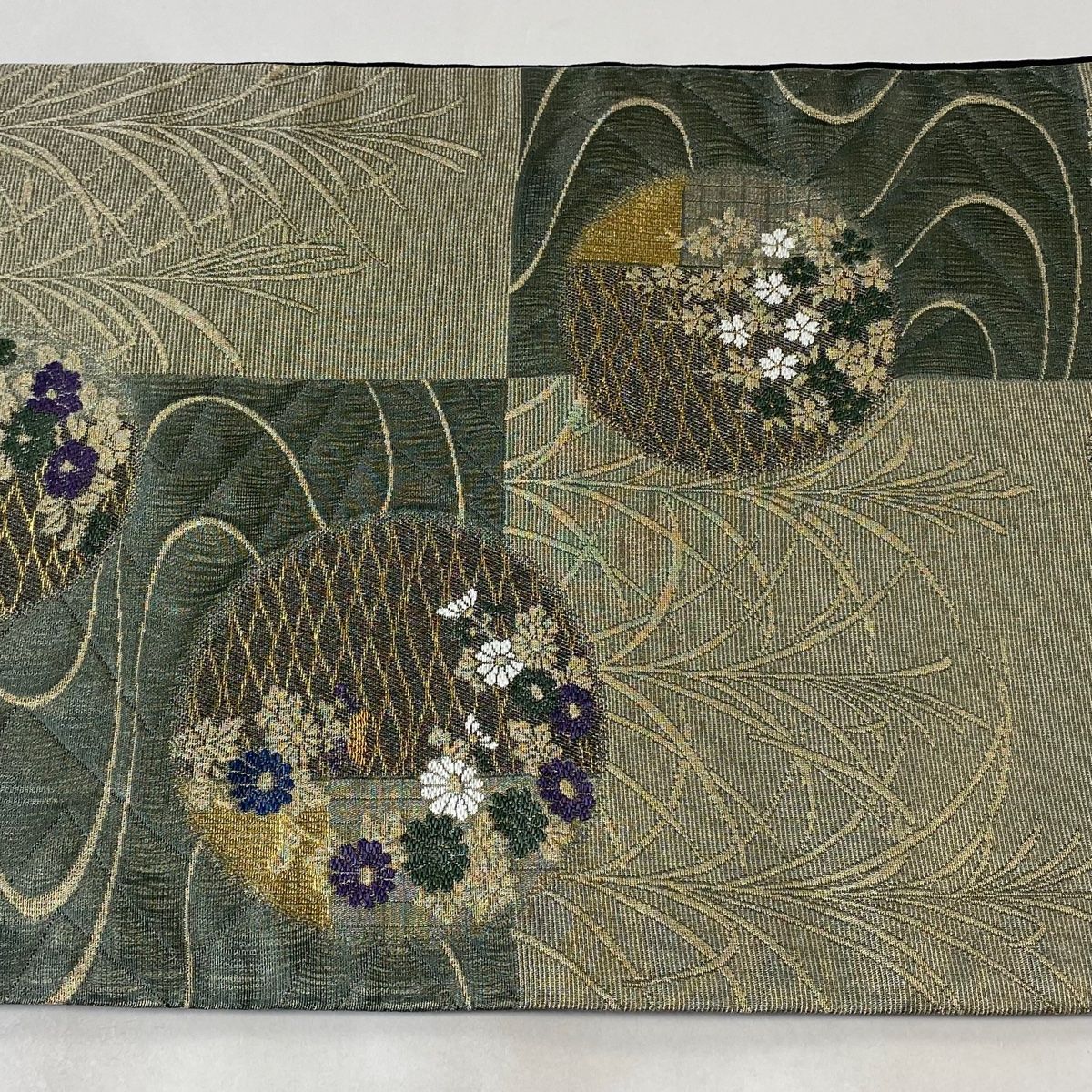 O0839　美品 逸品 粋 千地泰弘 ブランド 蓮糸 天女 辻ヶ花 正絹 袋帯 Amazon.co.jp: 1 世界的友禅作家 千地泰弘 千地天女 六通柄袋帯