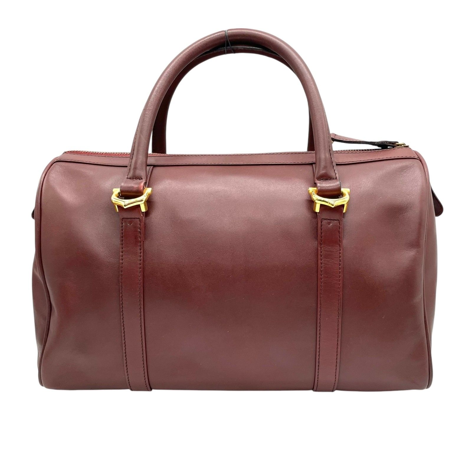 極 美品 カルティエ マストライン ロゴ レザー ミニ ハンドバッグ