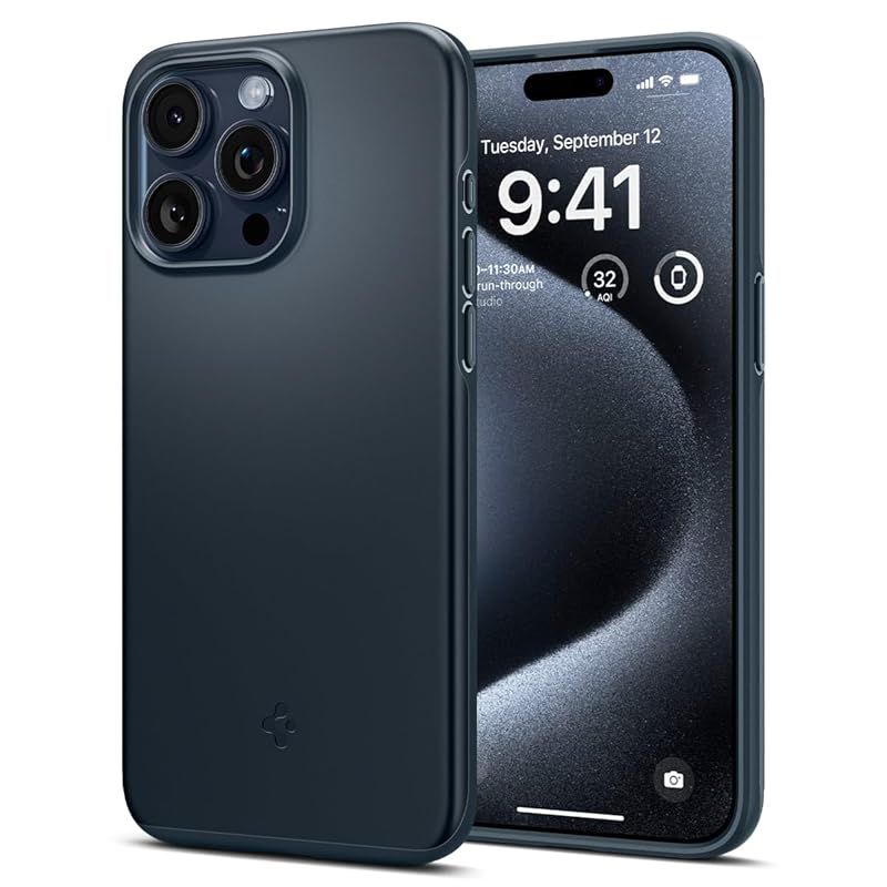 新品　Spigen iPhone 15 Pro ケース 薄型 耐衝撃 軽量 さらさら 米軍MIL規格取得 2重構造 レンズ保護 指紋防止 擦り傷防止 マット仕上げ ワイヤレス充電対応 シン・フィット ACS06688 (メタル・スレー