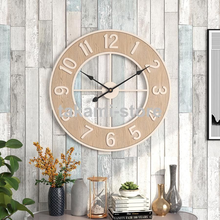 デザイン時計 壁掛時計 クロック 壁掛け時計 ウォールクロック レトロ 掛時計 アンティーク風 インテリア 見やすい 直径60cm 掛け時計 送料無料  - メルカリ