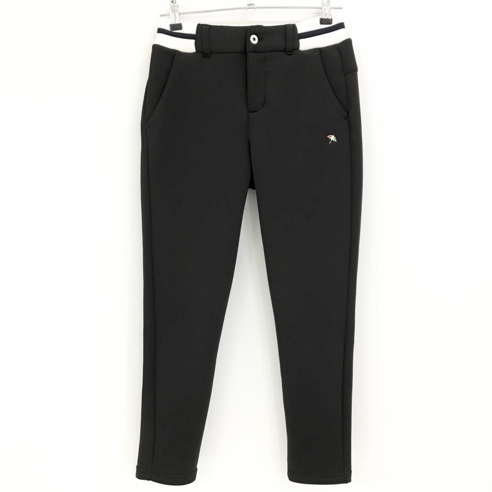 【超美品】アーノルドパーマーゴルフ パンツ 黒×白 ウエスト一部ゴム ダンボールニット レディース 9(M) ゴルフウェア Arnold Palmer