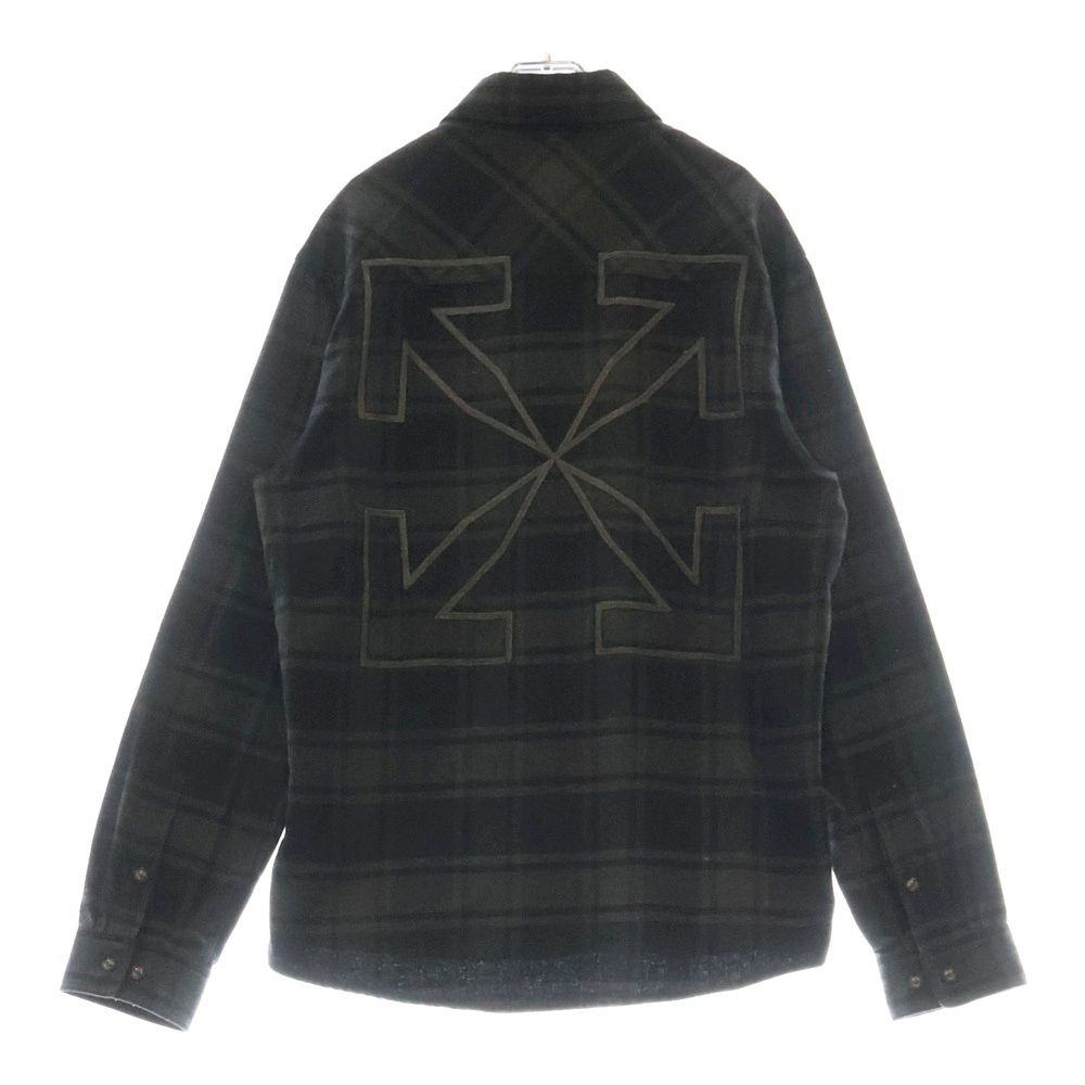OFF-WHITE オフホワイト 22AW アローエンブロイダリーフランネルチェック長袖シャツ グレー OMGA133C99FAB001