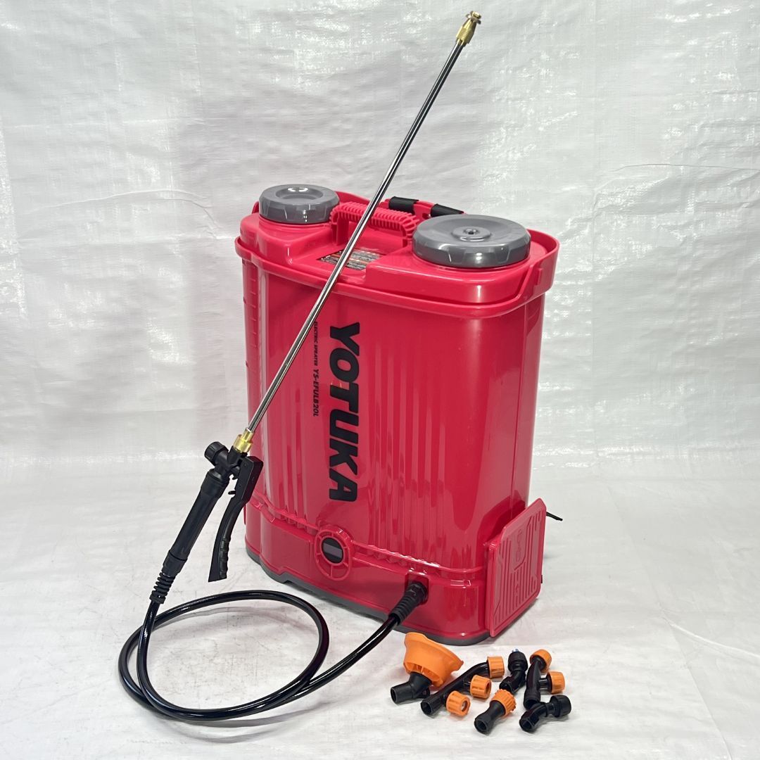 新商品 電動噴霧器 背負い式 20L バッテリー式 ノズル6種付 かき混ぜ機能付き レッド YS-EFULB20L 411
