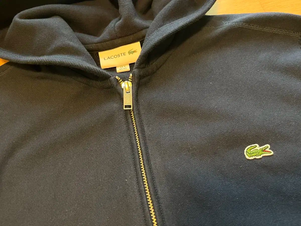  日本 BEAMS ビームス x LACOSTE ラコステ ネイビー フード ジップアップ XS パーカー トップス